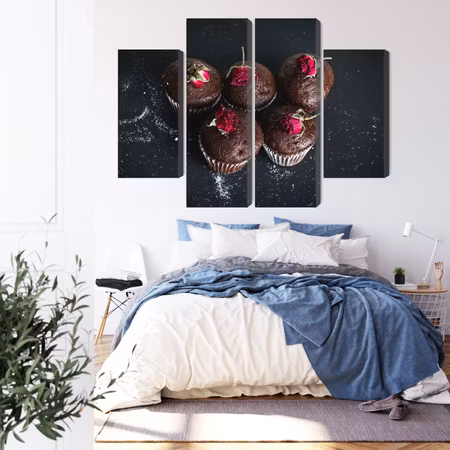 Canvastavla - Chocolate muffins with roses