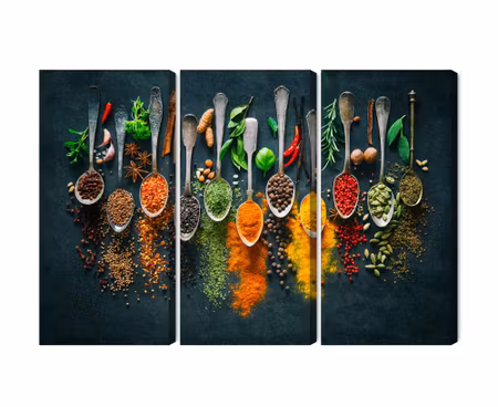 Canvastavla - Herbs and spices on spoons