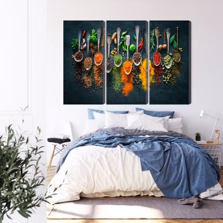 Canvastavla - Herbs and spices on spoons