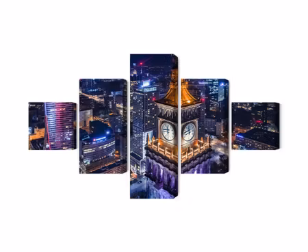 Canvastavla - Warsaw panorama at night