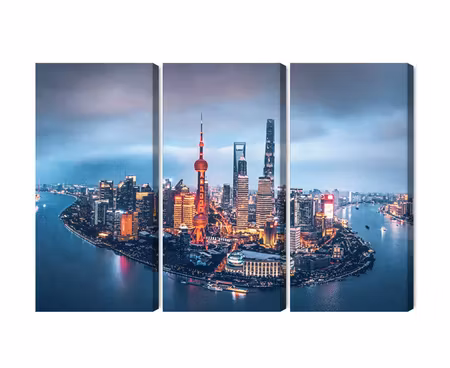 Canvastavla - Shanghai panorama at night