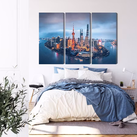 Canvastavla - Shanghai panorama at night