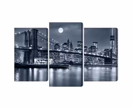 Canvastavla - Night panorama of new york with the moon