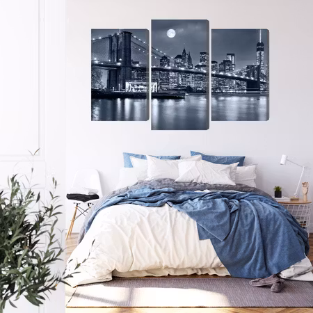 Canvastavla - Night panorama of new york with the moon