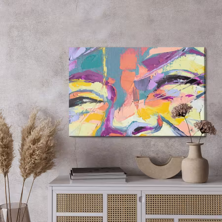 Canvastavla - Oil portrait painting in multicolored