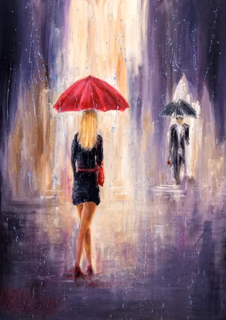 Canvastavla - Walking in the rain