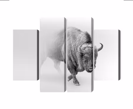 Canvastavla - Bison in the fog 3d