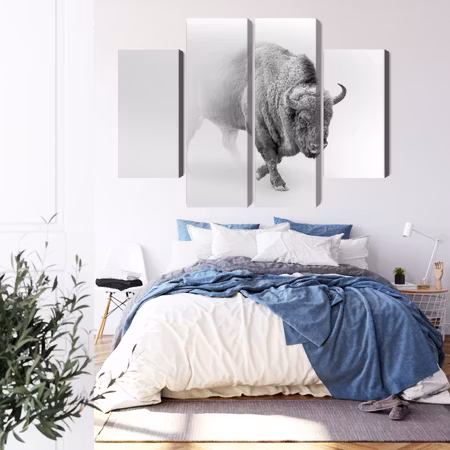 Canvastavla - Bison in the fog 3d