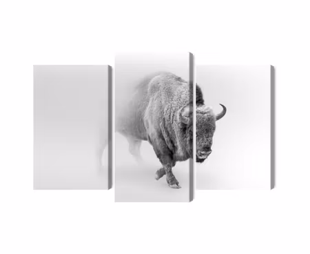 Canvastavla - Bison in the fog 3d