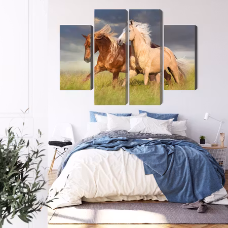 Canvastavla - Horses galloping in a 3d meadow