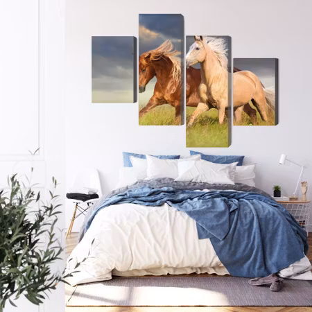 Canvastavla - Horses galloping in a 3d meadow