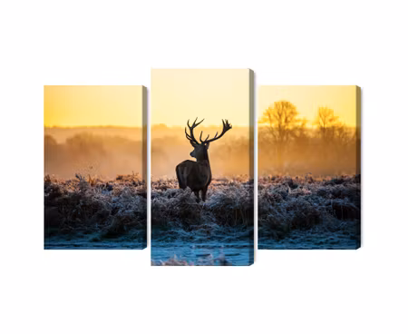 Canvastavla - Deer in the rut in 3d