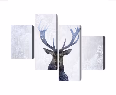 Canvastavla - Deer in the winter 3d forest