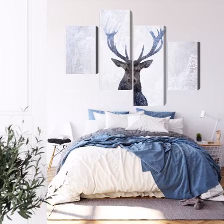 Canvastavla - Deer in the winter 3d forest