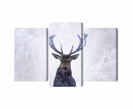 Canvastavla - Deer in the winter 3d forest