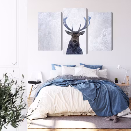 Canvastavla - Deer in the winter 3d forest