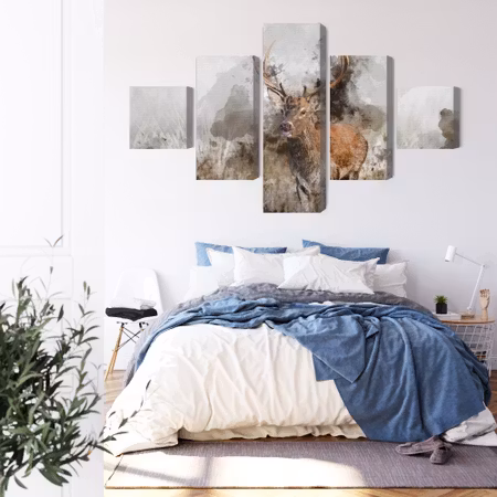 Canvastavla - A deer painted with 3d watercolor