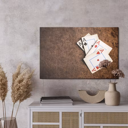 Canvastavla - Old playing cards