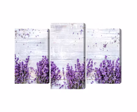 Canvastavla - Lavender flowers on a rustic wooden