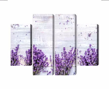Canvastavla - Lavender flowers on a rustic wooden