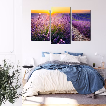 Canvastavla - Lavender field at sunset 3d
