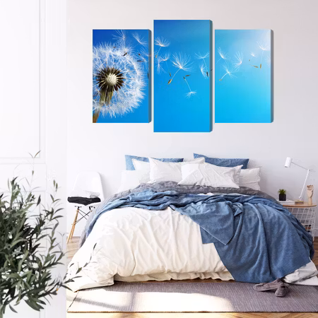 Canvastavla - Dandelion with flying seeds