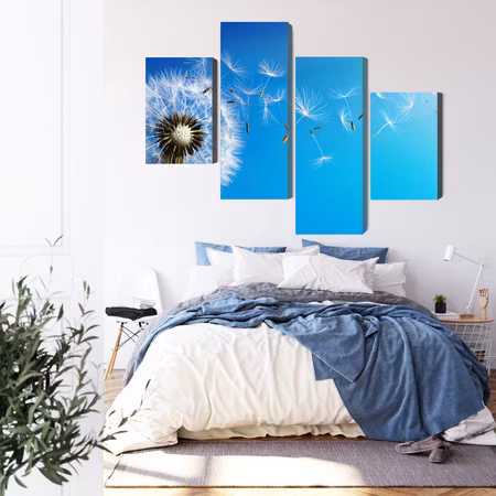 Canvastavla - Dandelion with flying seeds