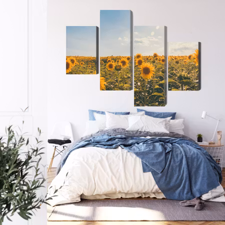 Canvastavla - Sunflower field on a summer day 3d