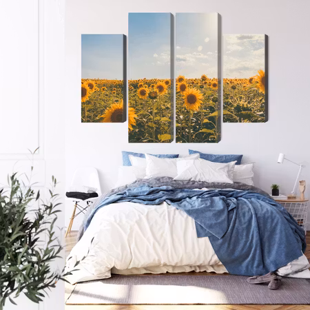 Canvastavla - Sunflower field on a summer day 3d