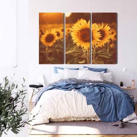 Canvastavla - A field of sunflowers in a retro 3d style