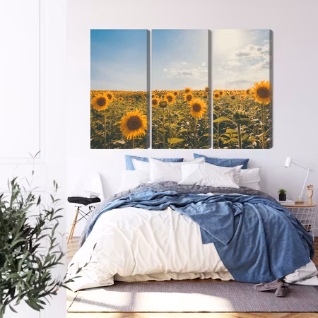 Canvastavla - Sunflower field on a summer day 3d