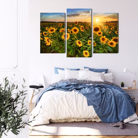 Canvastavla - Sunflower field at sunset 3d