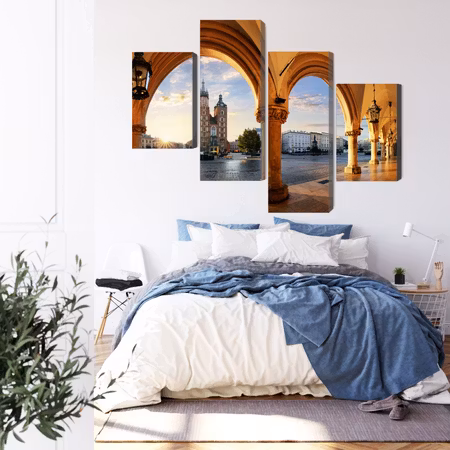 Canvastavla - View of krakow at sunset