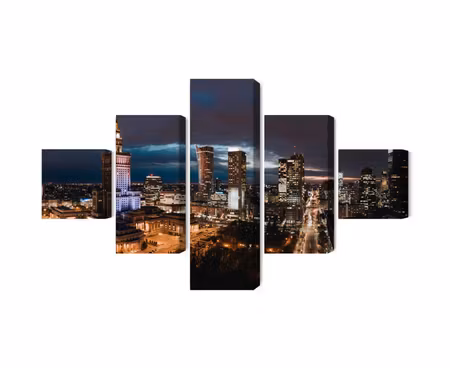 Canvastavla - Panorama of the center of warsaw at night