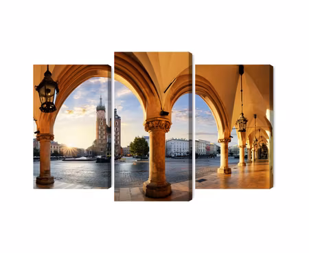 Canvastavla - View of krakow at sunset