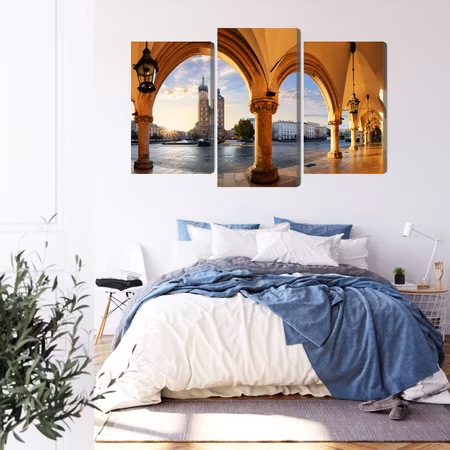 Canvastavla - View of krakow at sunset