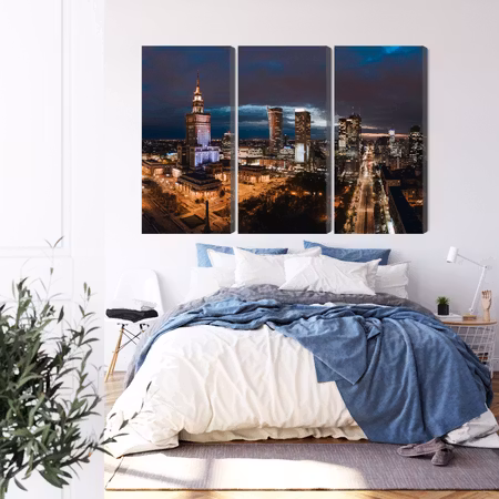 Canvastavla - Panorama of the center of warsaw at night