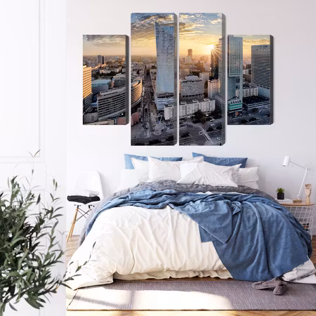 Canvastavla - Warsaw skyscrapers at sunset