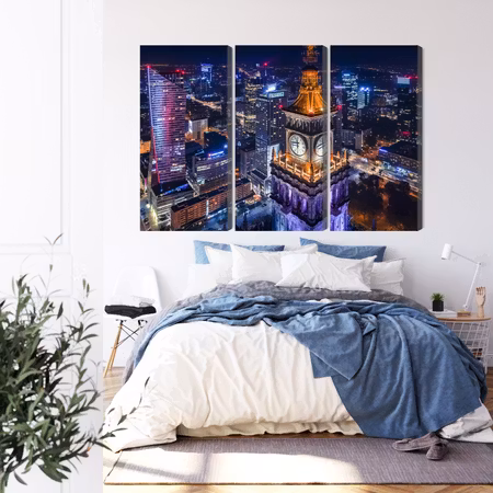 Canvastavla - Warsaw panorama at night