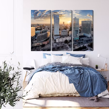 Canvastavla - Warsaw skyscrapers at sunset