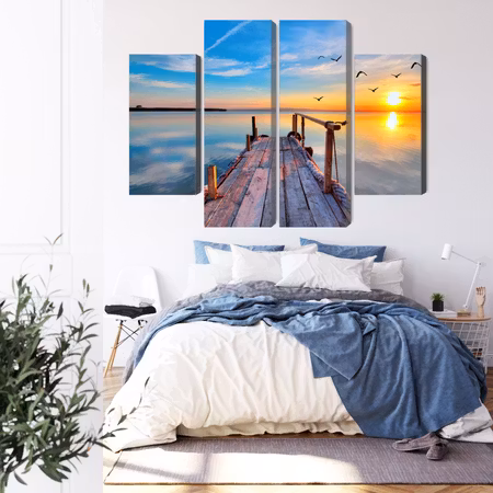 Canvastavla - West by the lake