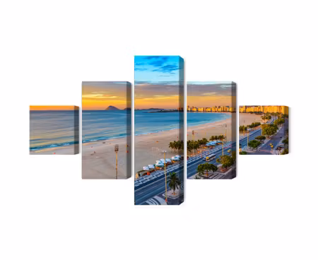 Canvastavla - Sunrise view of copacabana beach and