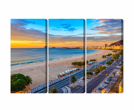 Canvastavla - Sunrise view of copacabana beach and