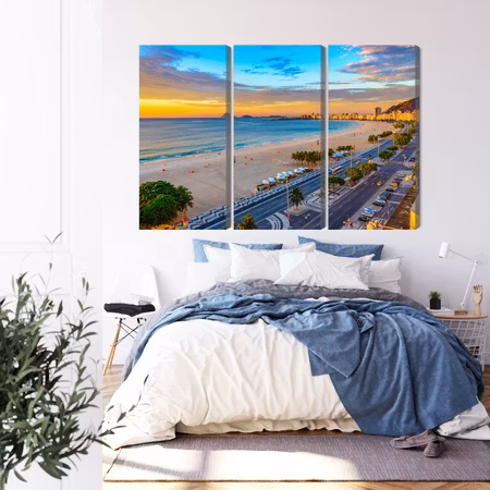 Canvastavla - Sunrise view of copacabana beach and