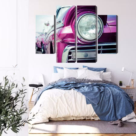 Canvastavla - Retro style car headlight in cuba