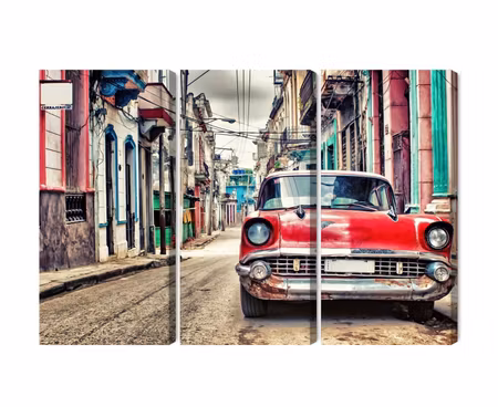 Canvastavla - Red chevrolet car in retro style