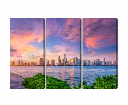 Canvastavla - Panorama of miami during the sunset