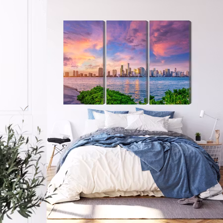 Canvastavla - Panorama of miami during the sunset