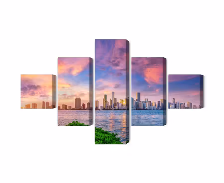 Canvastavla - Panorama of miami during the sunset