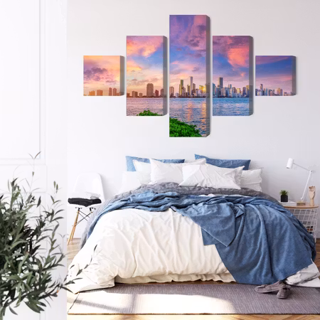 Canvastavla - Panorama of miami during the sunset